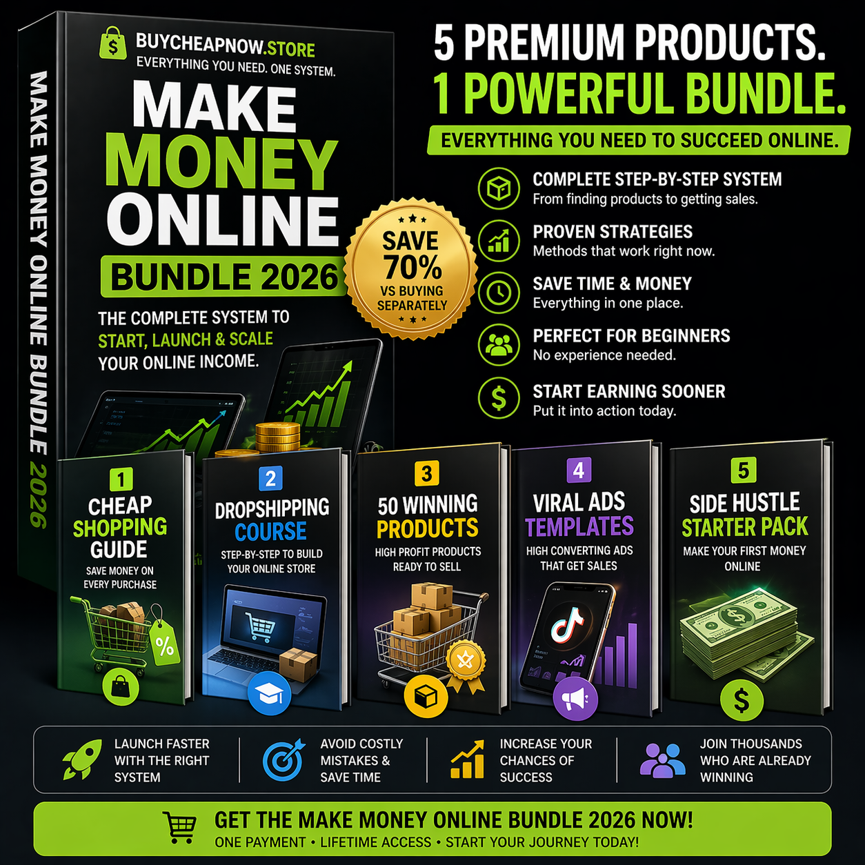 Make Money Online Bundle 2026 – Dropshipping, Products, Ads & Side Hustle System