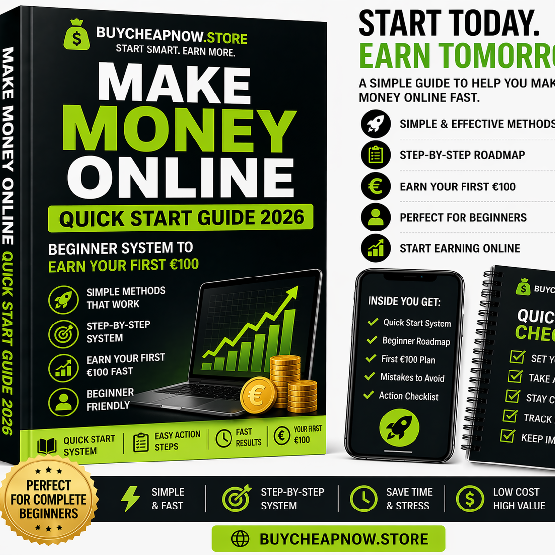 Make Money Online Quick Start Guide 2026 – Beginner System to Earn Your First $100